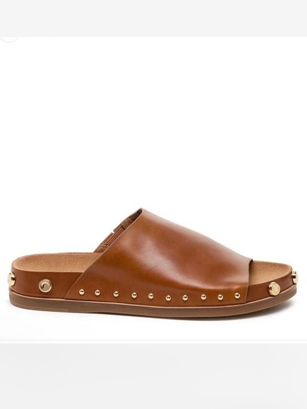 Kelsi Dagger Brooklyn Squish Stud Slide Sandals brown leather slides Size 8